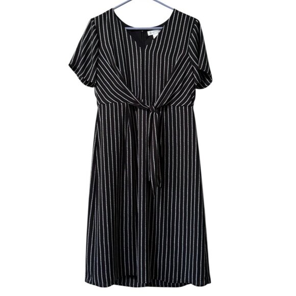 Christopher & Banks Tie V Neck Dress Size 6 Lined Office Wedding Guest Polyester - Picture 1 of 12